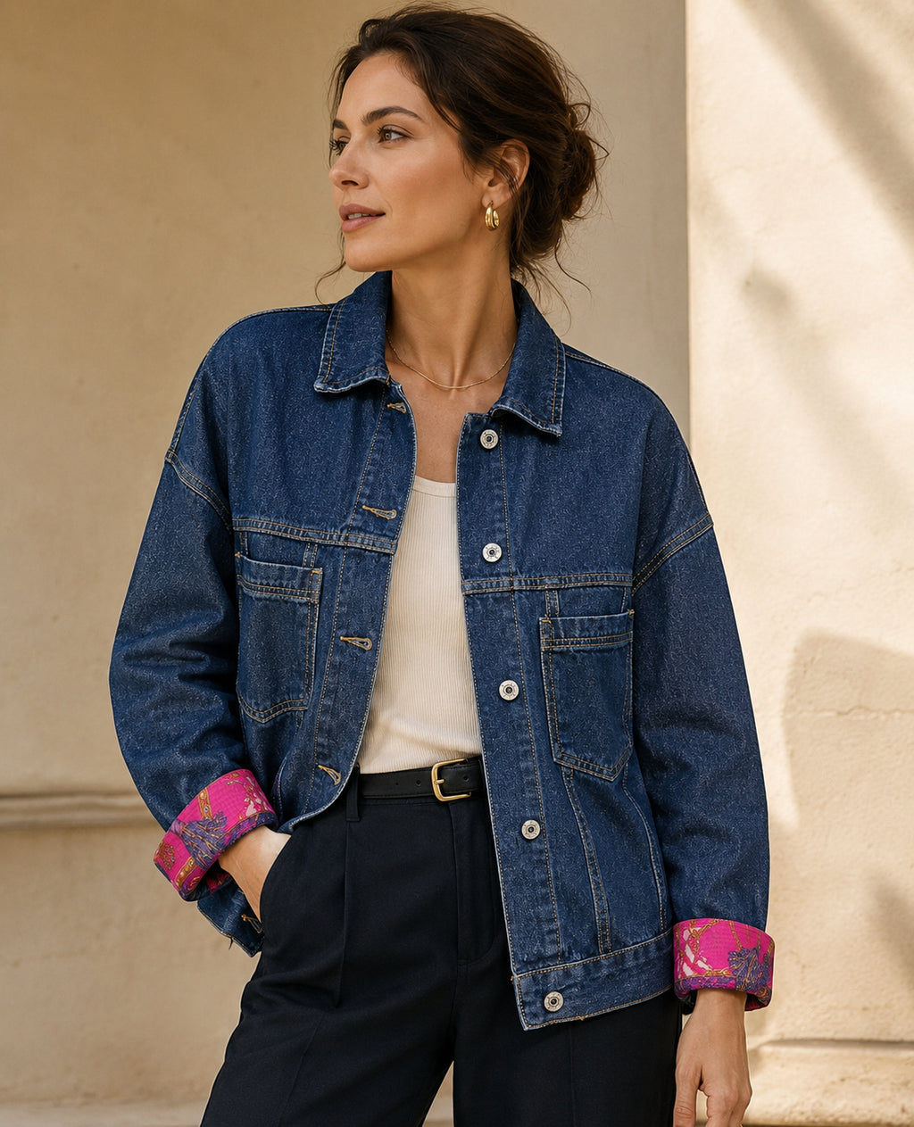 Vintage Celine Scarf Reimagined Denim Jacket