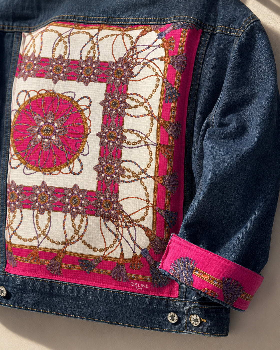 Vintage Celine Scarf Reimagined Denim Jacket