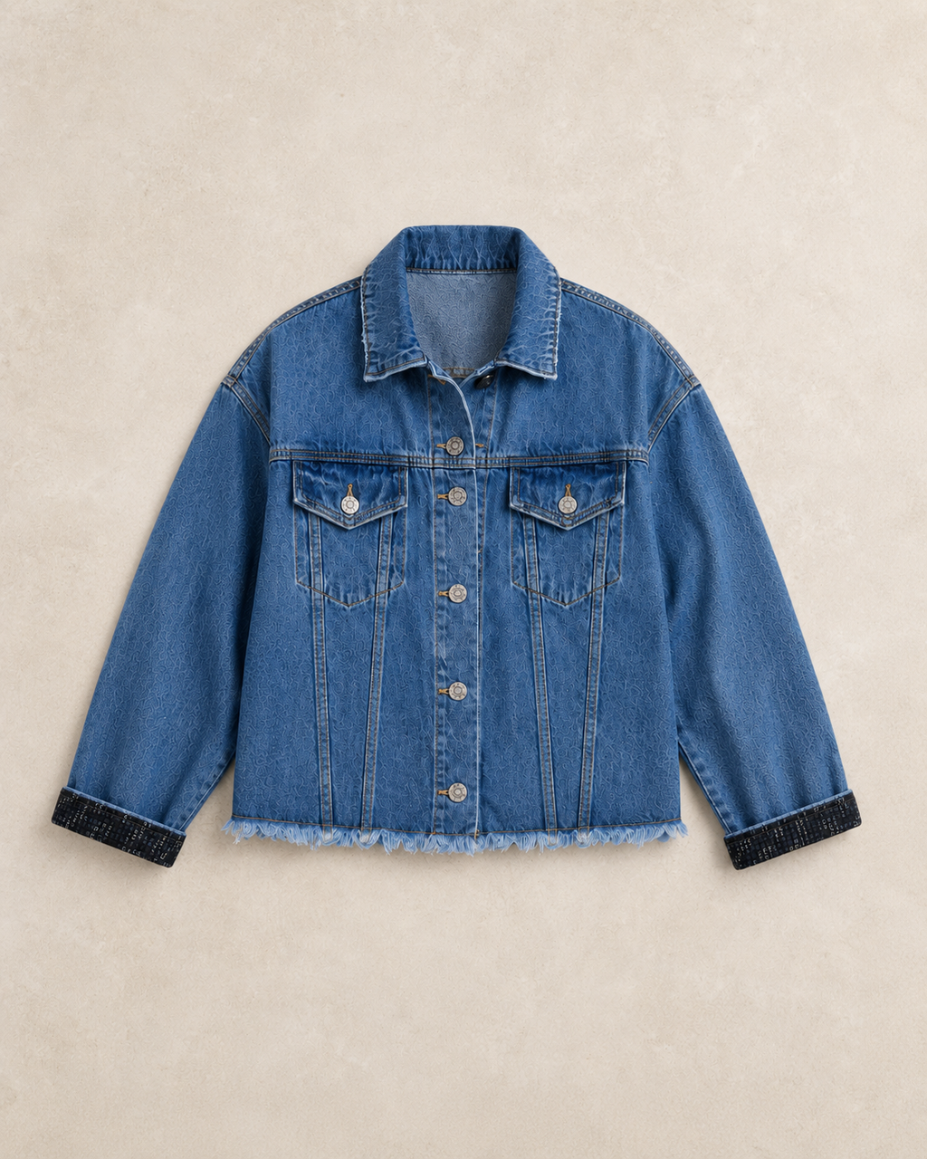 Authentic Celine Scarf Reimagined Denim Jacket