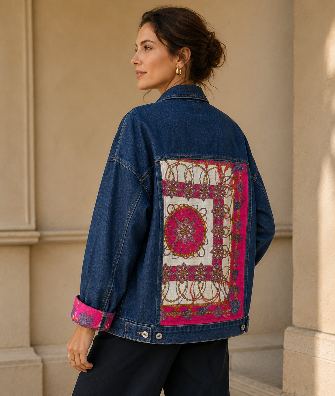 Vintage Celine Scarf Reimagined Denim Jacket