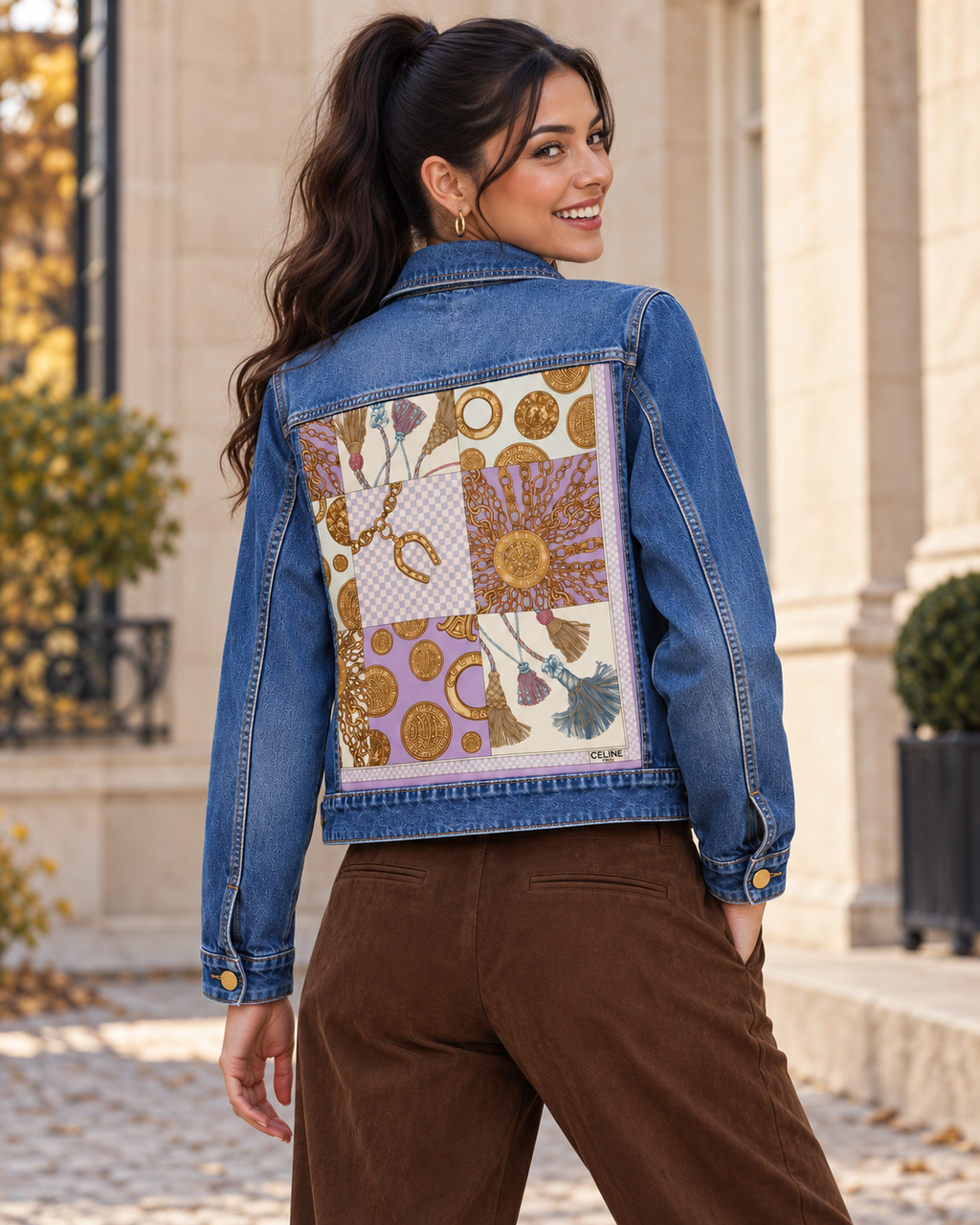The Celine Lavender & Gold Denim Jacket