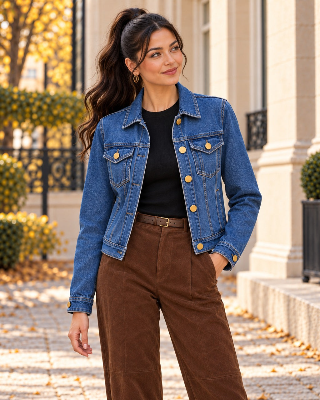 The Celine Lavender & Gold Denim Jacket