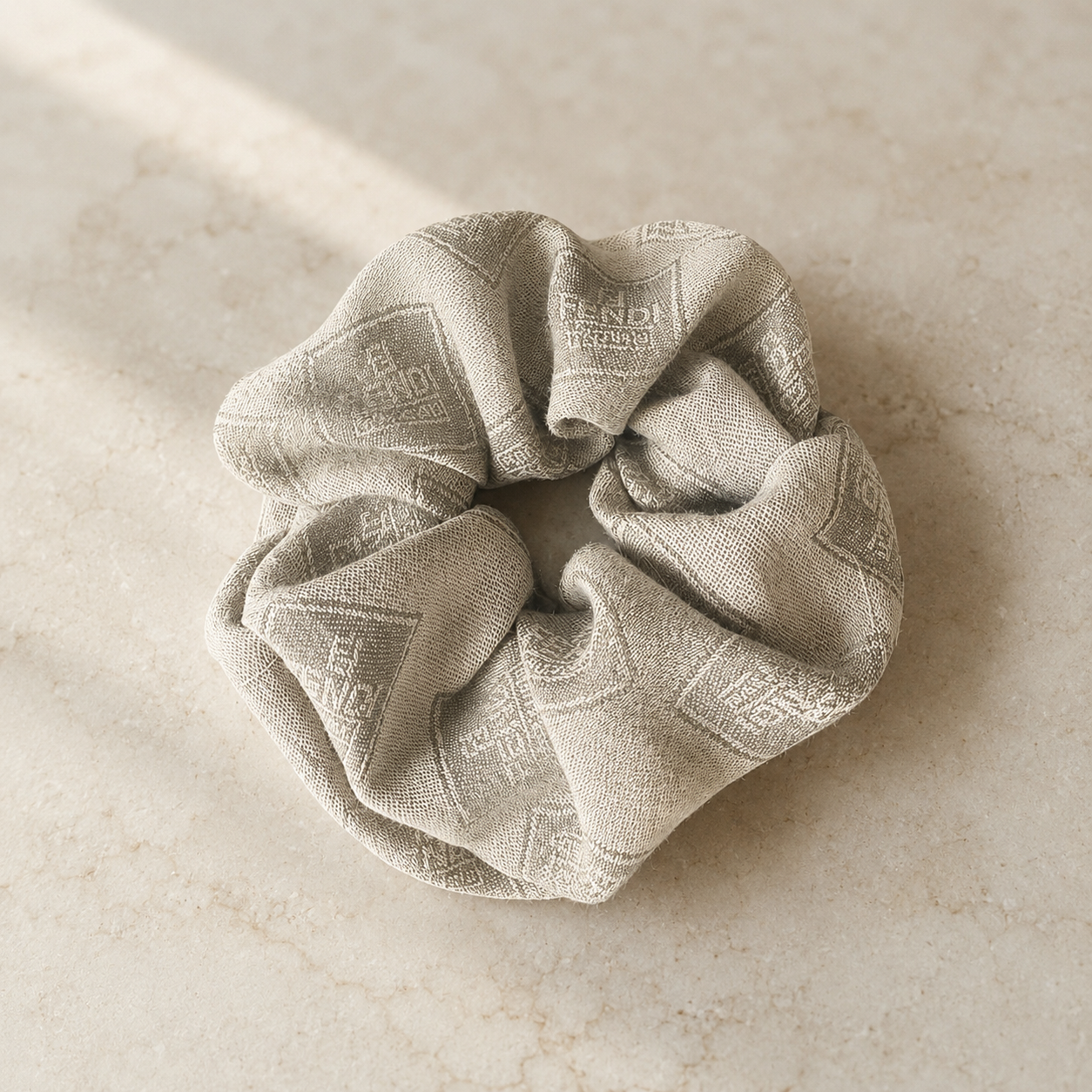 Fendi Sage Gray Monogram Scrunchie