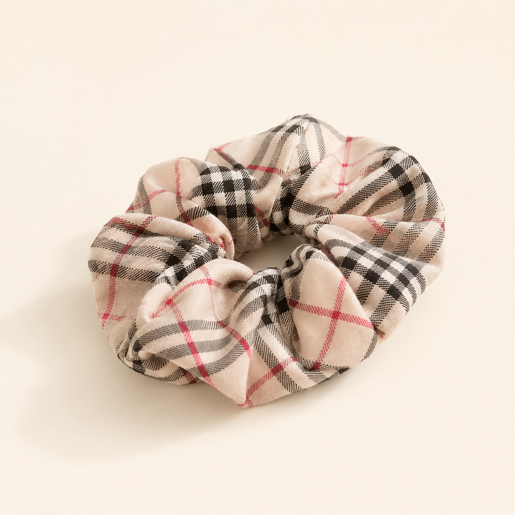 Vintage Plaid Jumbo Scarf Scrunchie