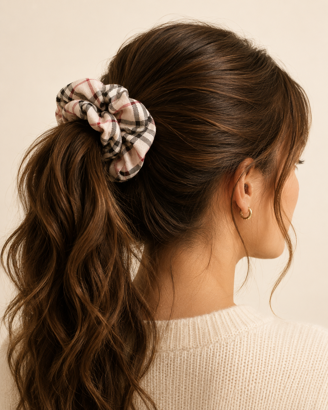 Vintage Plaid Jumbo Scarf Scrunchie