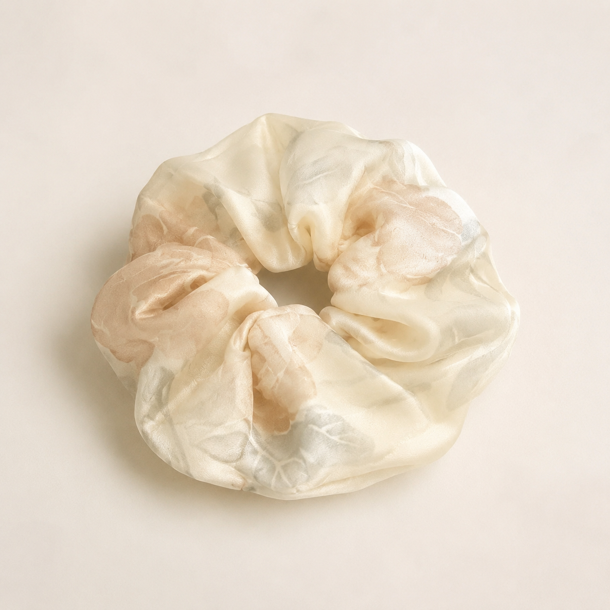 YSL Ivory Floral Silk Jumbo Scrunchie