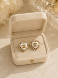 Vintage Chanel Pearl Heart Button Earrings