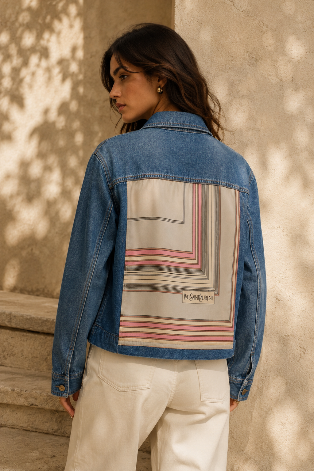 Vintage Yves Saint Laurent Scarf Denim Jacket