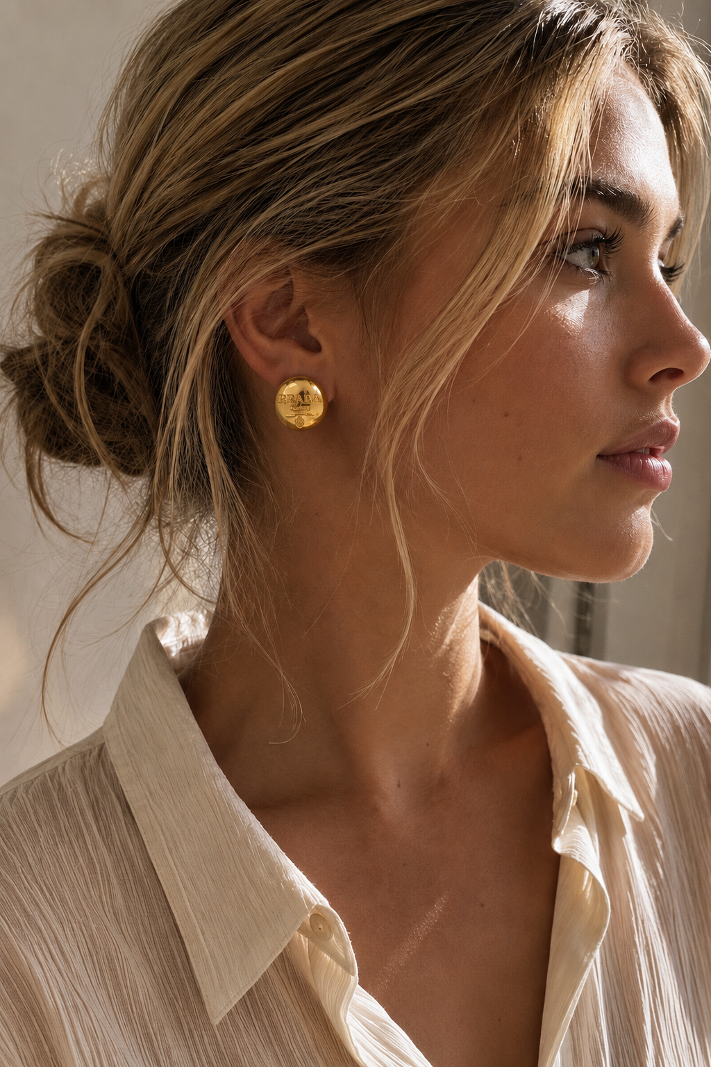 Vintage Prada Milano Gold Button Earrings
