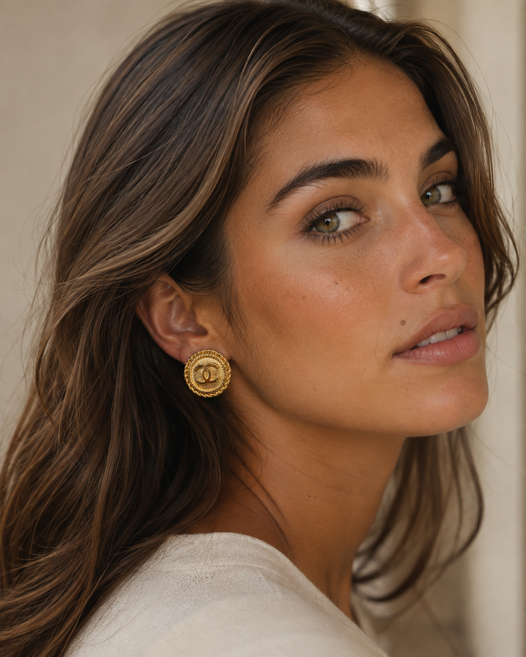 Vintage Chanel Gold Rope Button Earrings