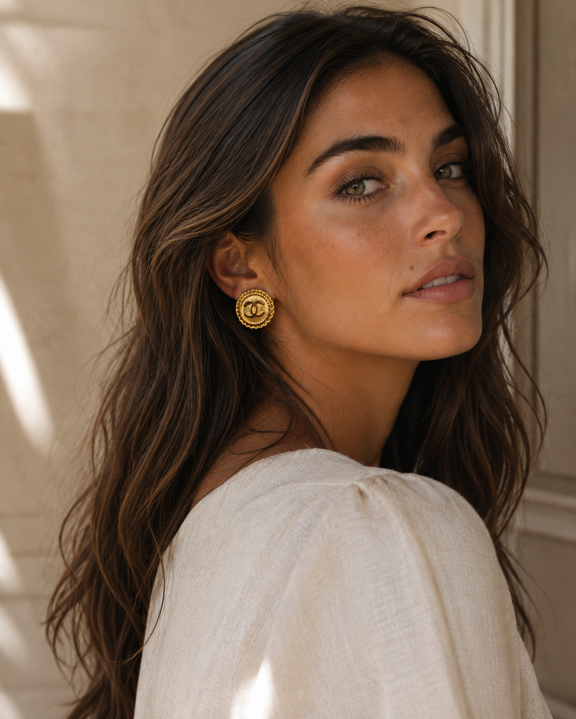 Vintage Chanel Gold Rope Button Earrings