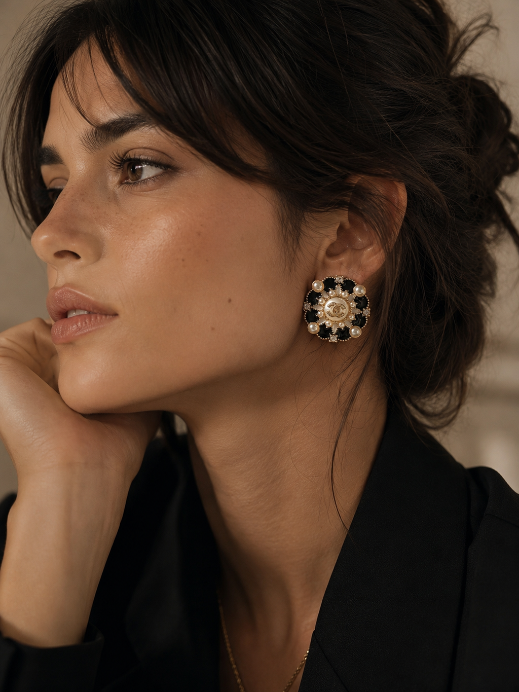 Vintage Chanel Pearl Button Earrings