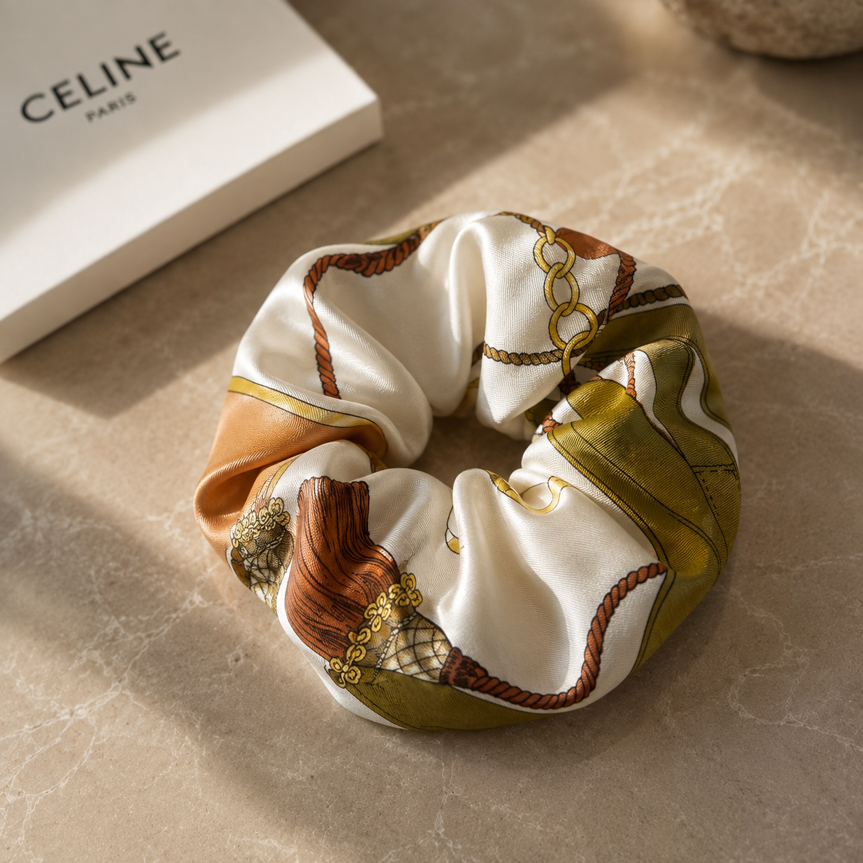 Vintage Celine Paris Silk Jumbo Scrunchie