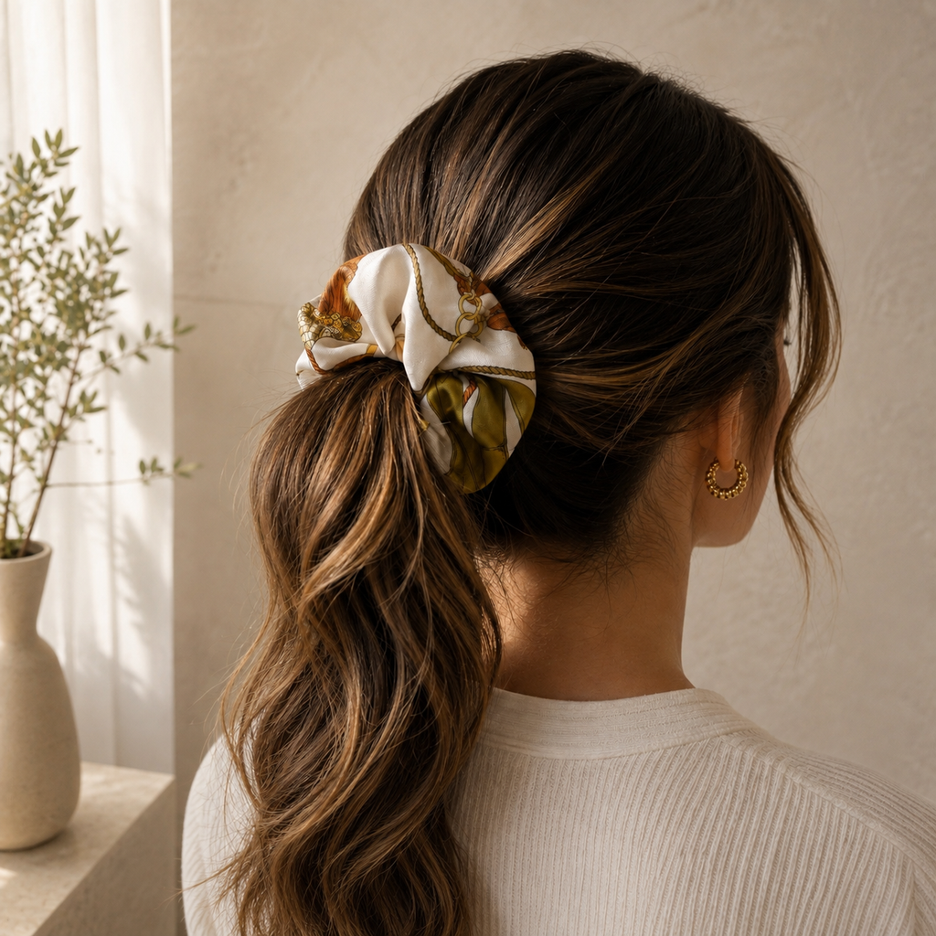 Vintage Celine Paris Silk Jumbo Scrunchie