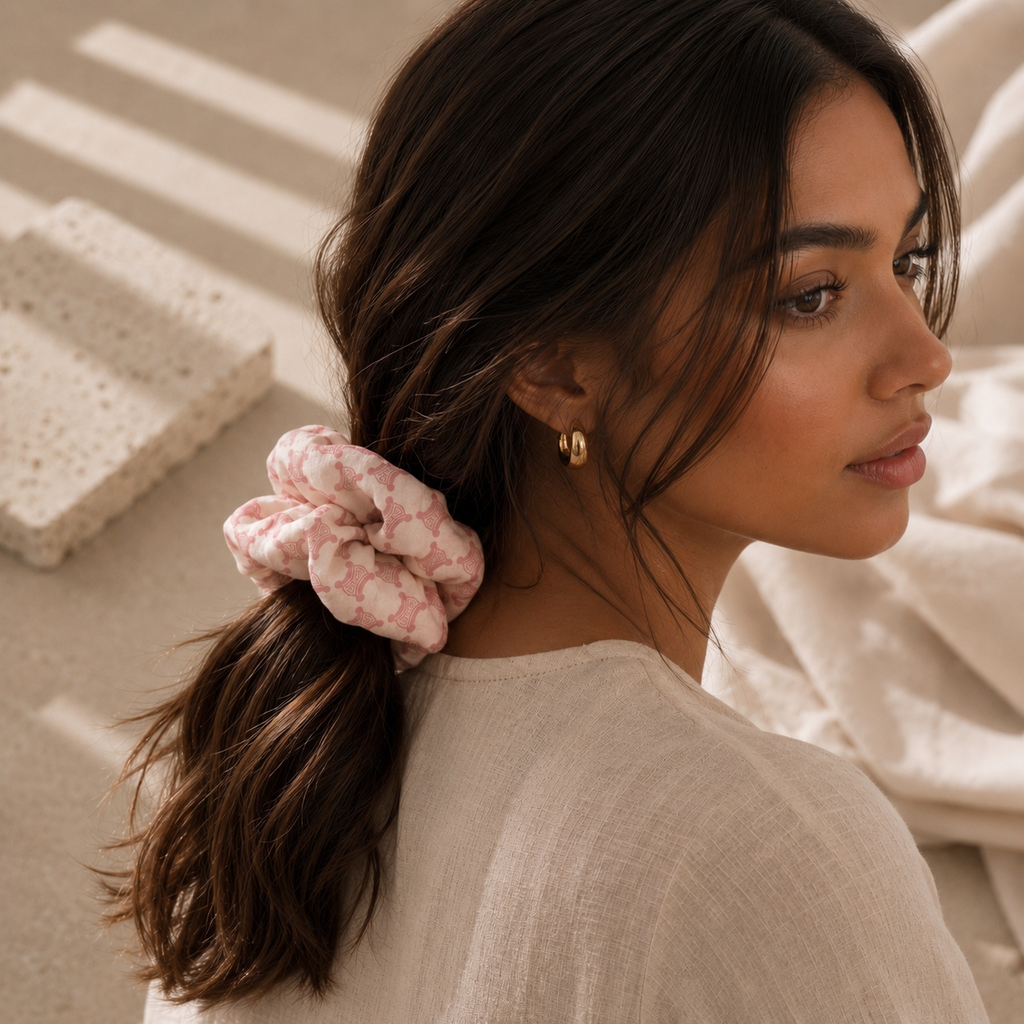 The Rose Triomphe Jumbo Scrunchie | Authentic Vintage Celine