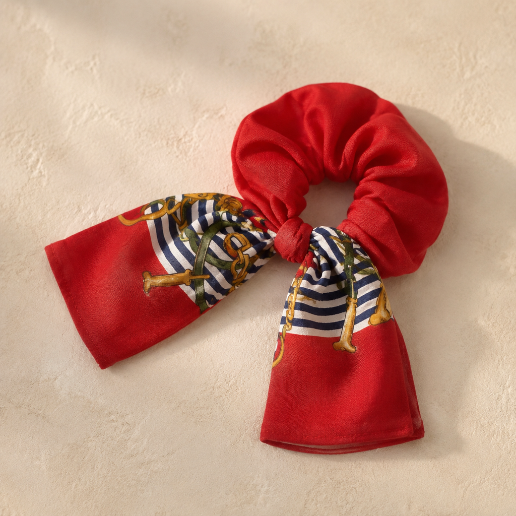 The Rosso Equestrian Tie Scrunchie | Authentic Vintage Roberta di Camerino