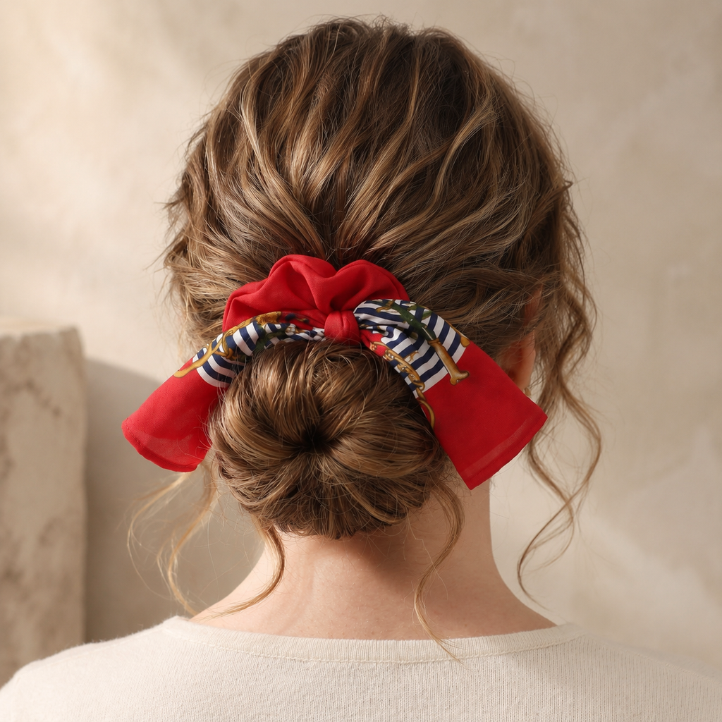 The Rosso Equestrian Tie Scrunchie | Authentic Vintage Roberta di Camerino