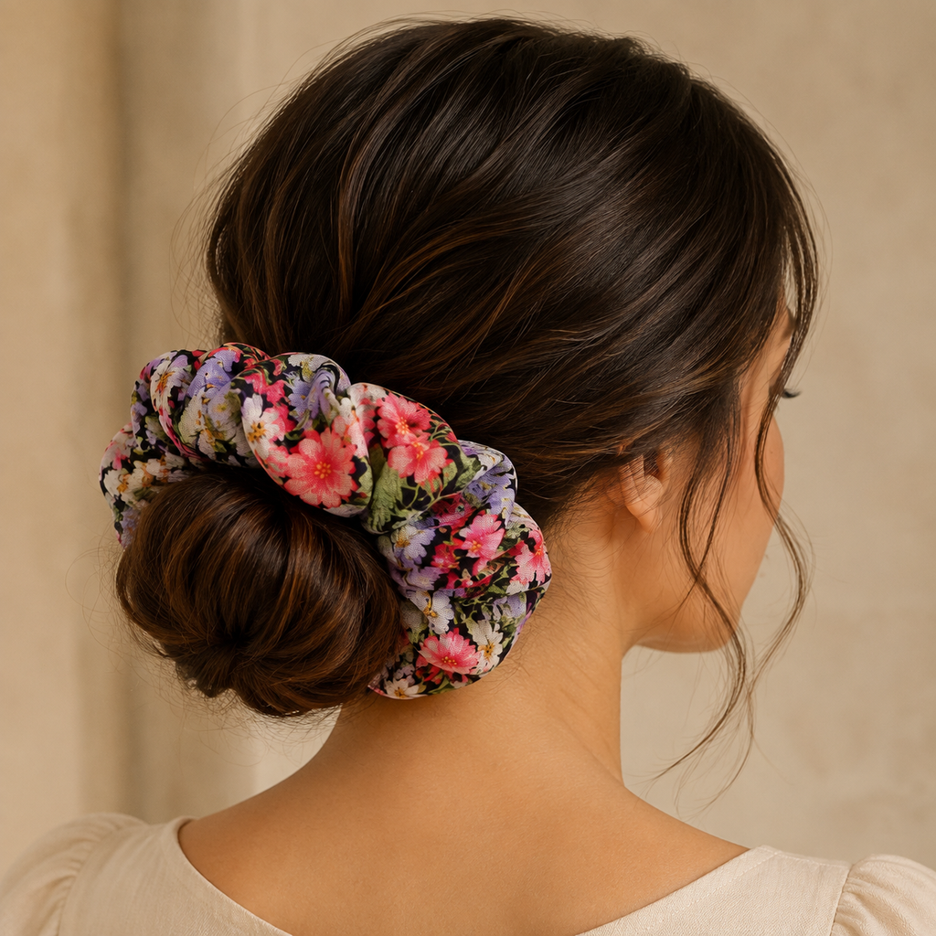 The Violet Floral Jumbo Scrunchie | Authentic Vintage YSL