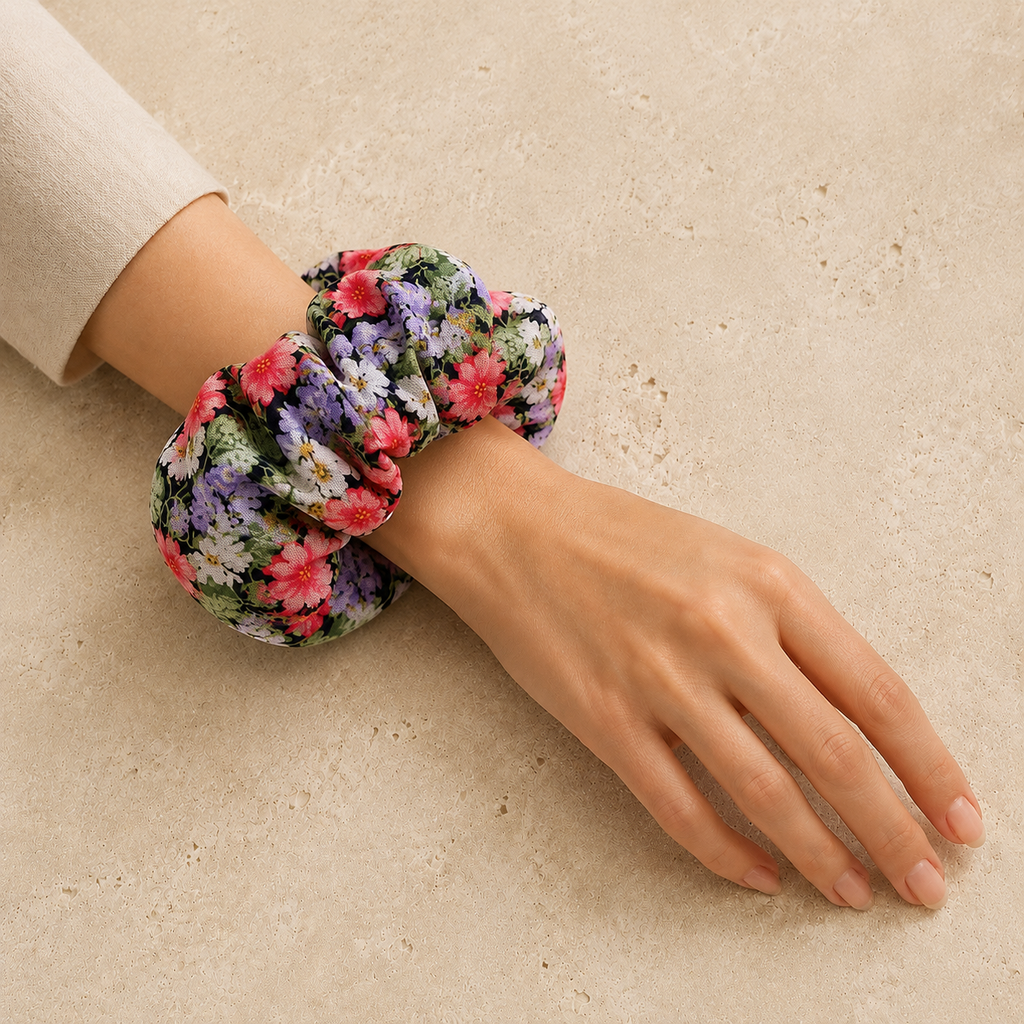 The Violet Floral Jumbo Scrunchie | Authentic Vintage YSL