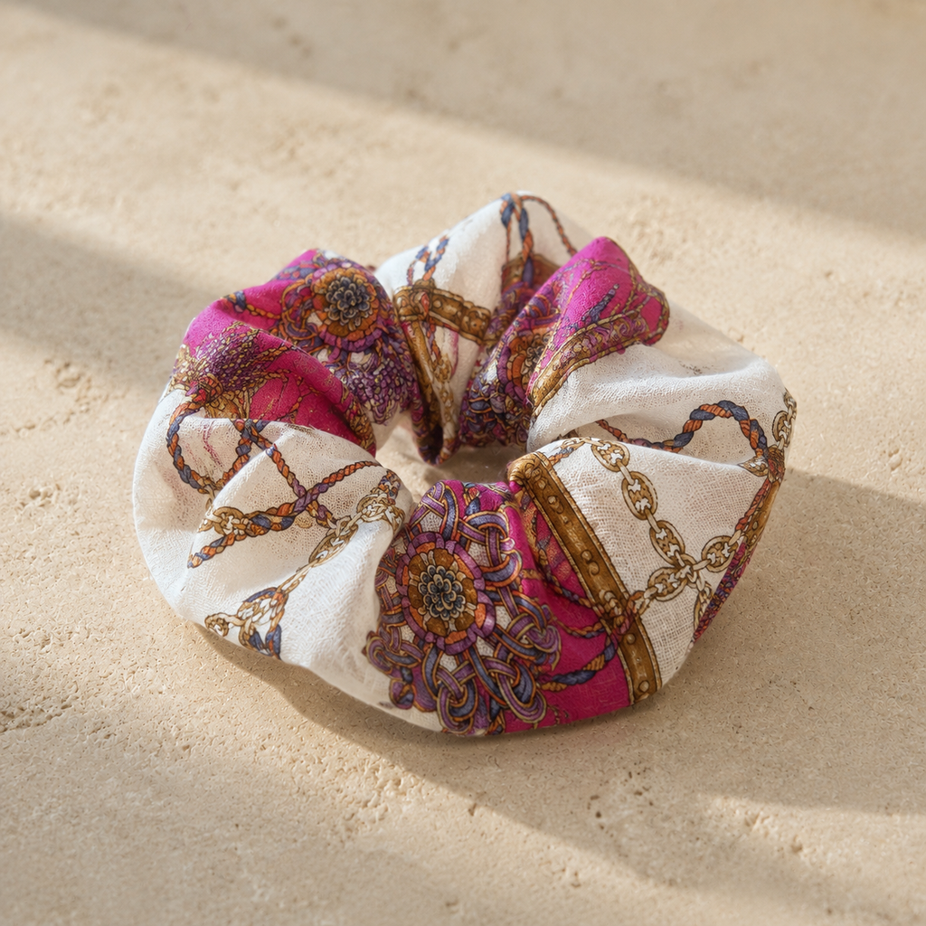 The Fuchsia Tassel Jumbo Scrunchie | Authentic Vintage Celine