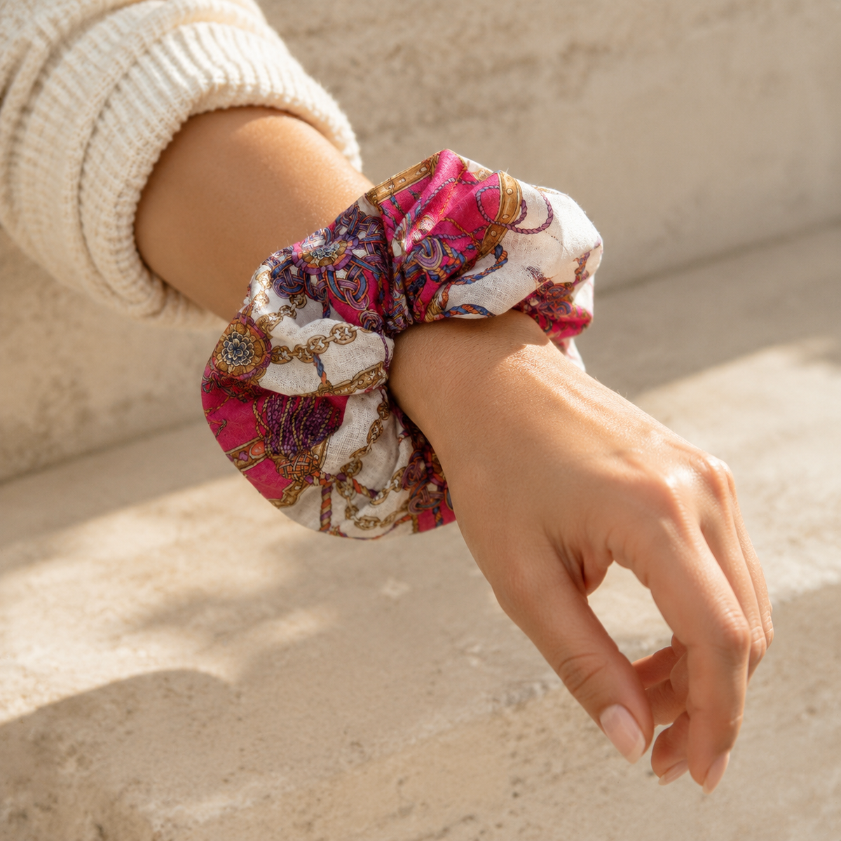 The Fuchsia Tassel Jumbo Scrunchie | Authentic Vintage Celine