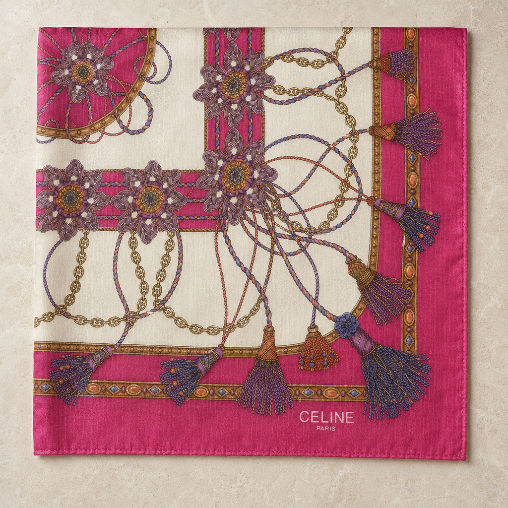The Fuchsia Tassel Jumbo Scrunchie | Authentic Vintage Celine