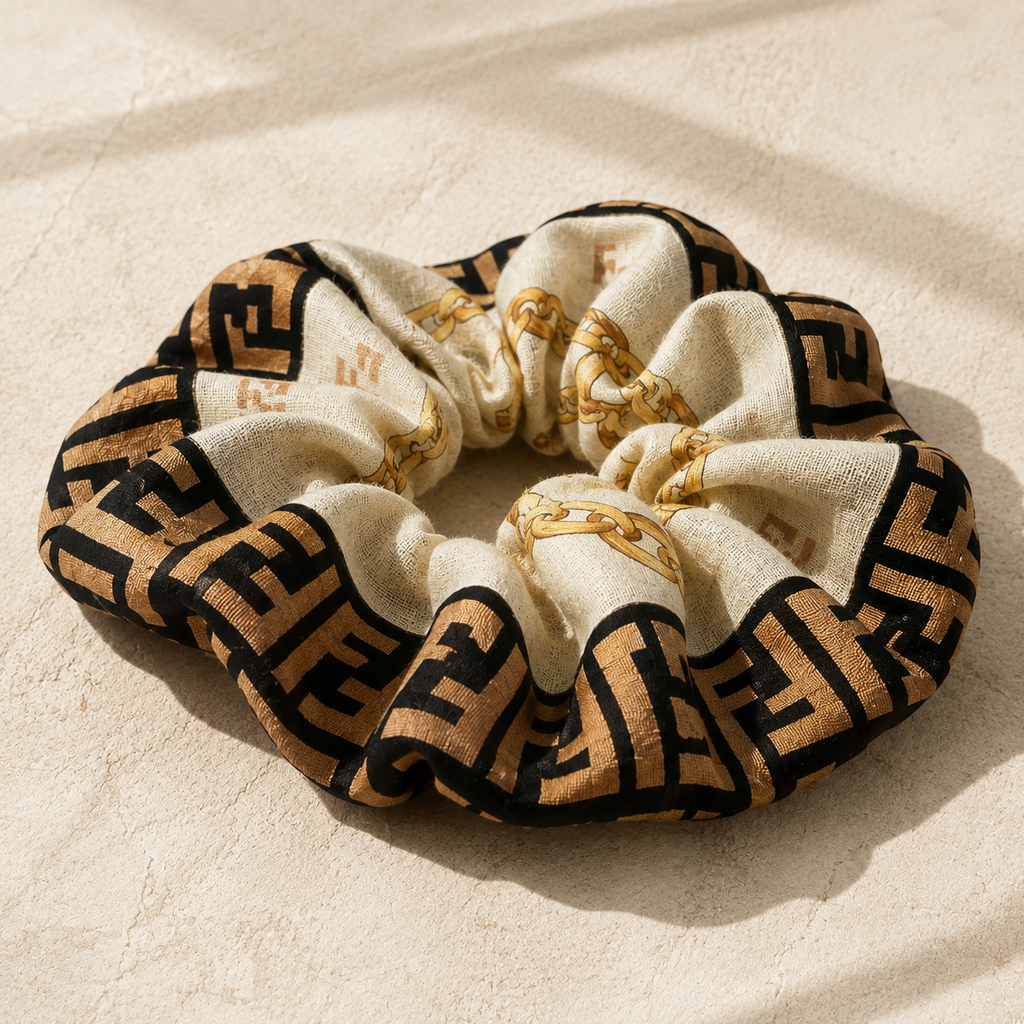 The Fendi Black & Beige Jumbo Scrunchie