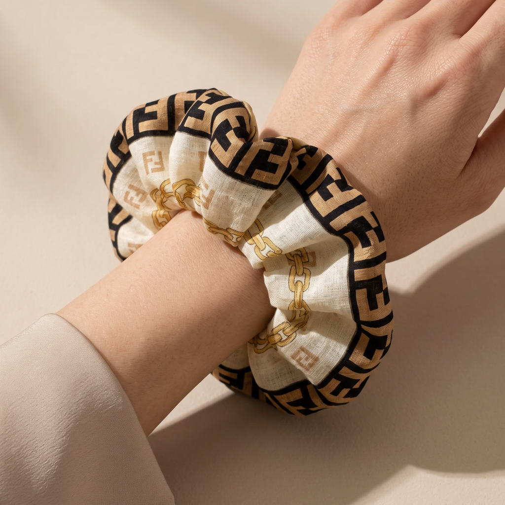 The Fendi Black & Beige Jumbo Scrunchie