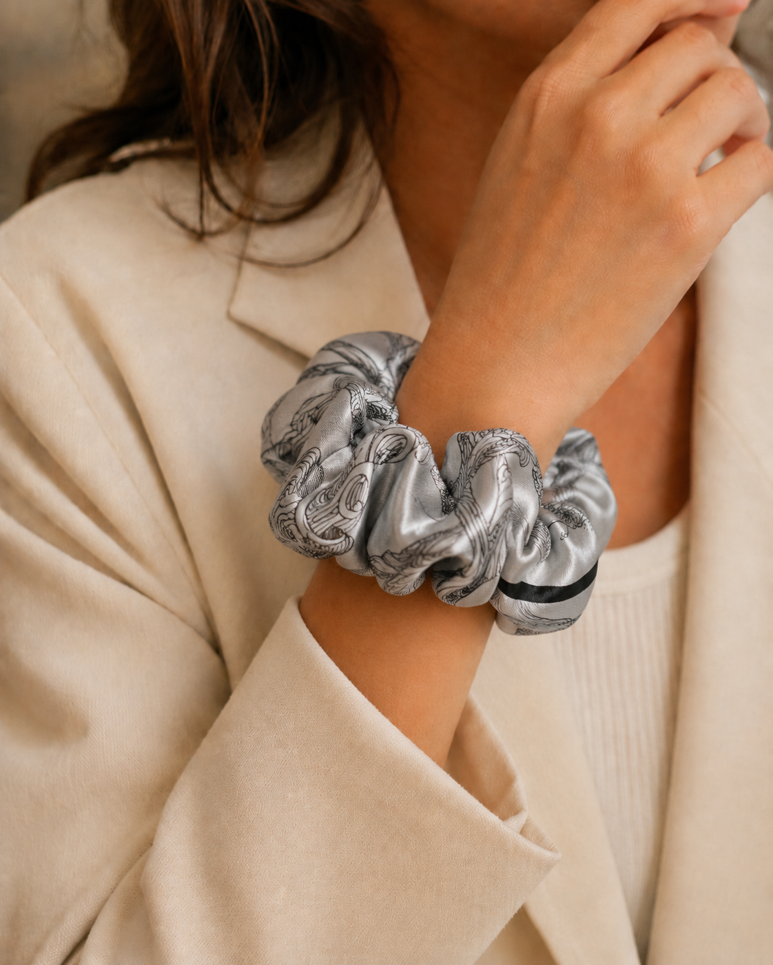 Vintage Dior Silk Scarf Scrunchie