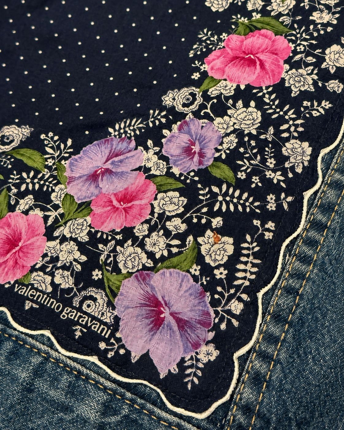 Vintage Valentino Scarf Denim Jacket